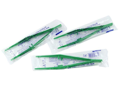 Пинцет дл.15 см.,п/с.,стер.,инд.уп./кор.50 шт.