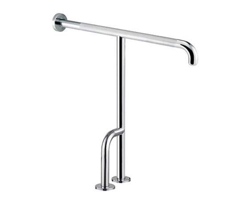 Поручень стационарный Т-образный, нержавеющая  полированная  сталь с ребристой нескользящей поверхностью горизонтальной части.