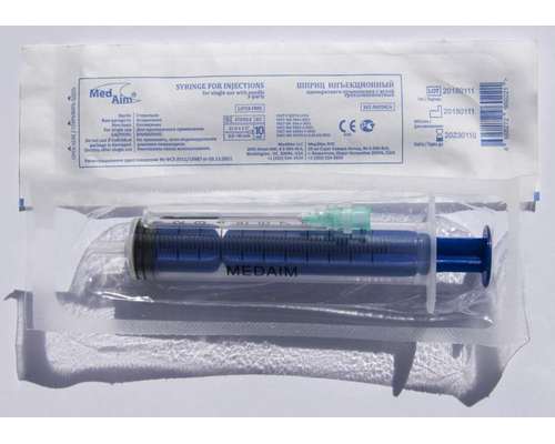 Шприц инъекционный однократного применения трехдетальный 10А "Луер" с иглой