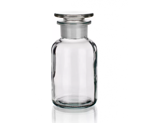 Склянка лабораторная 250 мл из светлого стекла с широкой горловиной и притертой пробкой, уп.6 шт. / кор. 72 шт.