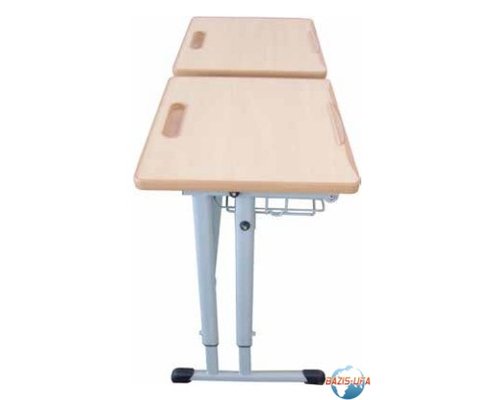 Стол ученический двухместный на плоскоовальной трубе с наклоняемой столешницей