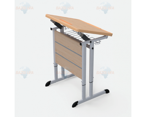 Стол ученический одноместный на плоскоовальной трубе с наклоняемой столешницей