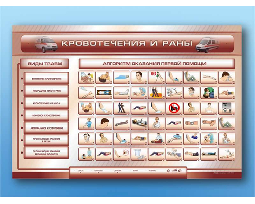 Трехсекционный базовый комплект "Травмы. Кровотечения. Ожоги" для учащихся общеобразовательных учреждений