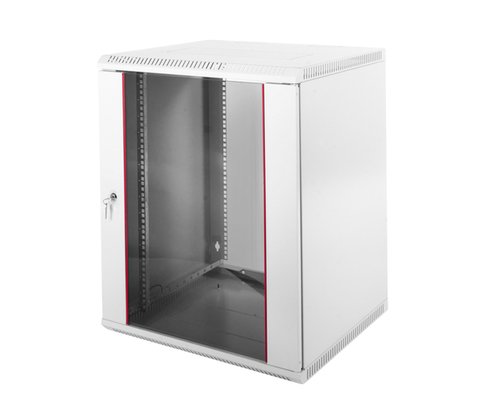 Шкаф телекоммуникационный настенный разборный 15U (600х520) дверь стекло черный