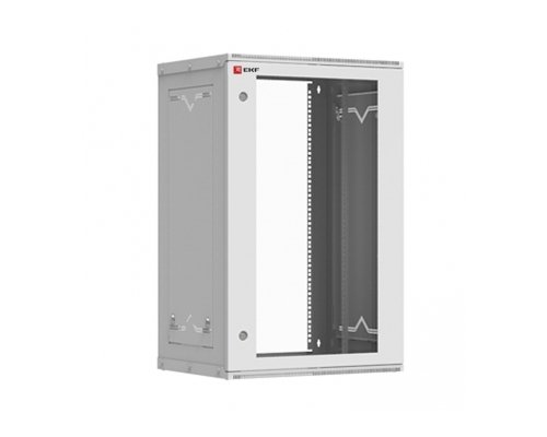 Шкаф телекоммуникационный настенный разборный 18U (600х350) дверь стекло черный