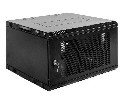 Шкаф телекоммуникационный настенный разборный 9U (600х350) дверь стекло черный