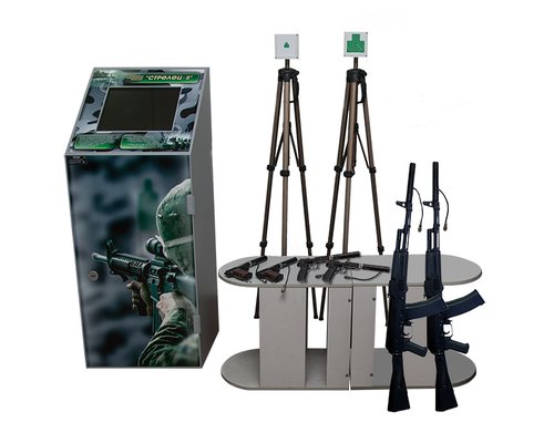 Учебно-тренировочный комплекс огневой подготовки "Стрелец-5.03" (массогабаритные макеты оружия 2 АК, 2 ПМ, 2 ПЯ, металлический шкаф, сенсорный антивандальный монитор)