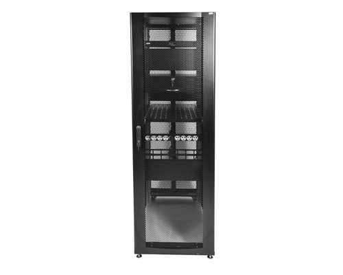 Шкаф серверный ПРОФ напольный 48U (600х1000) дверь перфорированная 2 шт черный в сборе