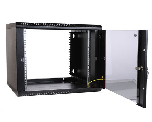 Шкаф телекоммуникационный настенный разборный 12U (600х650) дверь стекло черный