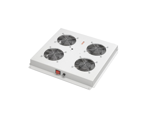 19дюйм Вентиляторный модуль, 4 вентиляторов с термостатом RAL 9005