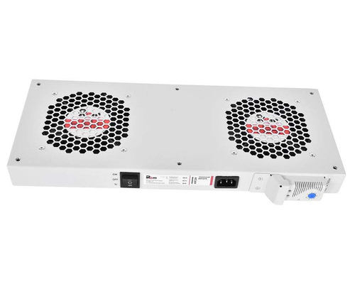 19дюйм Вентиляторный модуль, 9 вент. с термостатом RAL 900