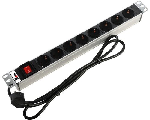 Блок распределения питания вертикальный 19дюйм шкафов, 16A 6 Х Shuko,авт.1Р, индикатор тока вх. разъём Schuko