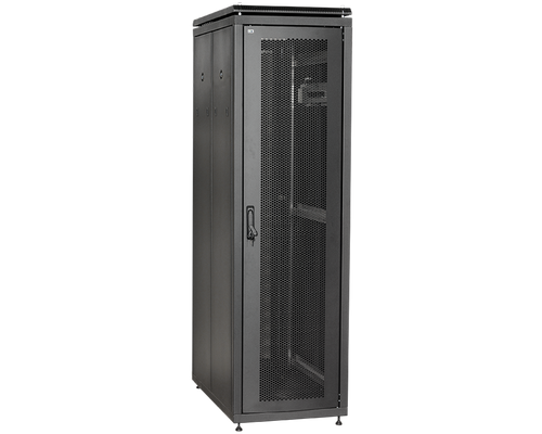 Шкаф напольный 24U 600х1000 двери перфорированная/перфорированная укомплектован вводом и заглушками RAL 9005