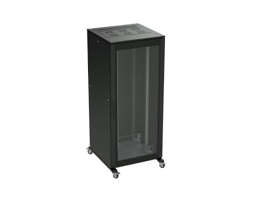 Шкаф напольный 42U 600х800 двери стекло/сплошная, укомплектован вводом и заглушками RAL 9005