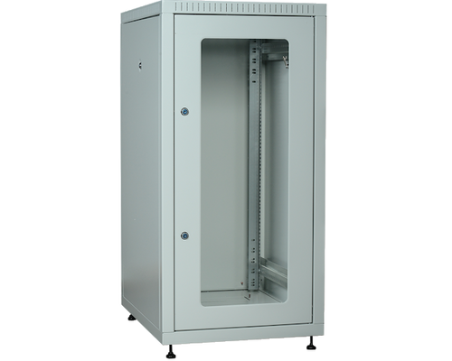 Шкаф LINEA E 18U 600х600мм двери 2шт стекло и металл серый
