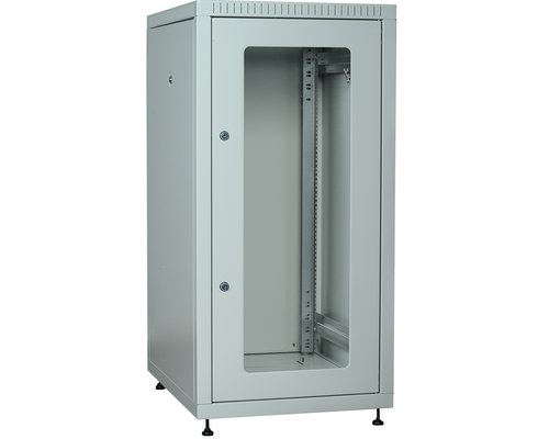 Шкаф LINEA E 24U 600х600мм двери 2шт стекло и металл черный