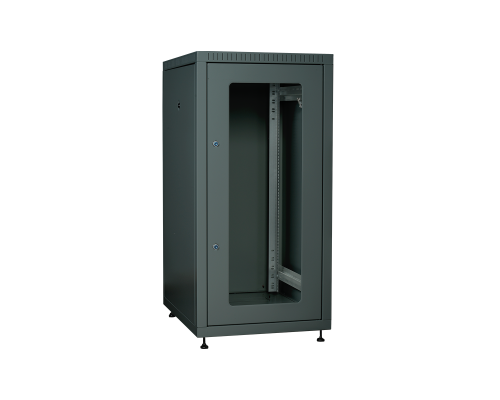 Шкаф LINEA E 42U 600х600мм двери 2шт стекло и металл черный