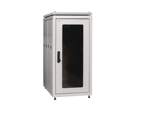 Шкаф LINEA E 47U 600х600мм двери 2шт стекло и металл серый