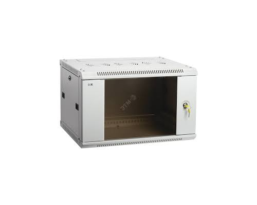 Шкаф настенный 19 LINEA W 6U 600x600мм стеклянная дверь RAL7035