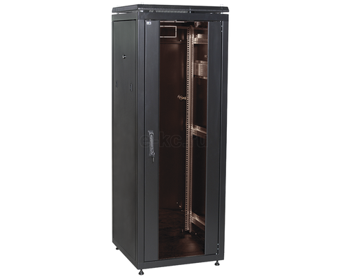 Шкаф сетевой 19 ITK LINEA N 24U 600х600мм стеклянная передняя дверь черный