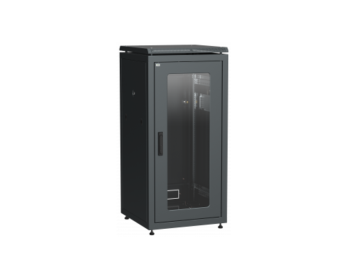 Шкаф сетевой 19 ITK LINEA N 28U 600х800мм стеклянная передняя дверь черный