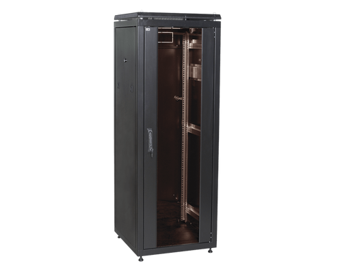 Шкаф сетевой 19 LINEA N 18U 600х600мм стеклянная передняя дверь черный