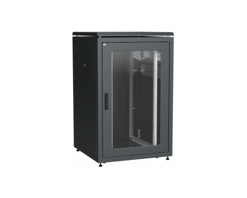 Шкаф сетевой 19 LINEA N 18U 800х800мм стеклянная передняя дверь задняя металлическая серый