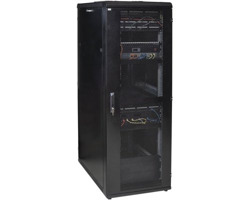 Шкаф сетевой 19дюйм LINEA N 42U 600х1000 мм с L-профилями перфные двери черный