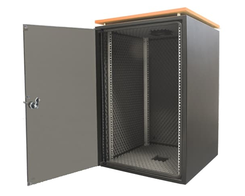 Шкаф напольный 871x600х600 SJB SILENT 18U шумоизоляцией черный стеклянная дверь