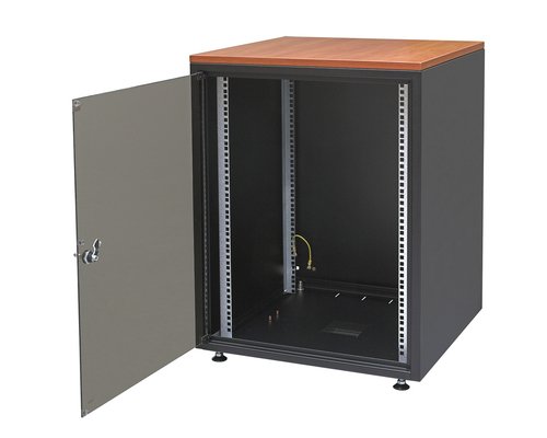 Шкаф напольный SJB 19 10U 515x600х500мм стеклянная дверь серый (RAL7035) столешница Calvados нагрузка 30кг (собранный)