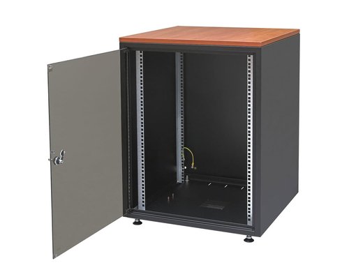 Шкаф напольный SJB 19 15U 737x600х400мм стеклянная дверь черный (RAL9005) столешница Calvados нагрузка 38кг (собранный)