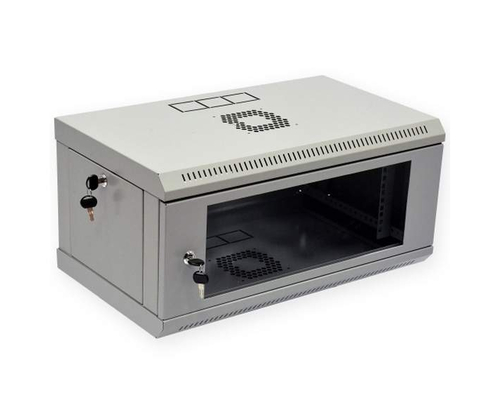 Шкаф настенный 19-дюймовый серия SJ2 4U 248x600х400 со стеклянной дверью серый