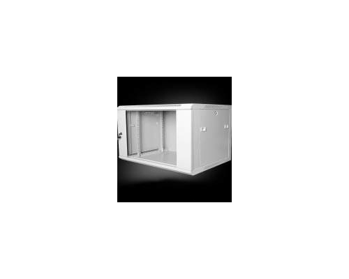 Шкаф настенный 19 дюймовый SJ2 10U 515x600х400 со стеклянной дверью серый