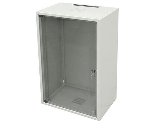 Шкаф настенный 19 дюймовый SJ2 15U 737x600х400 серый (собранный)