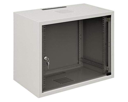 Шкаф настенный 19 дюймовый SJ2 15U 737x600х600 с стальной дверью серый сбранный