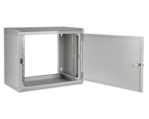 Шкаф настенный 19 дюймовый SJ2 6U 337x600х600 со стеклянной дверью серый
