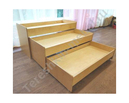 Кровать детская трехъярусная выкатная Фанера