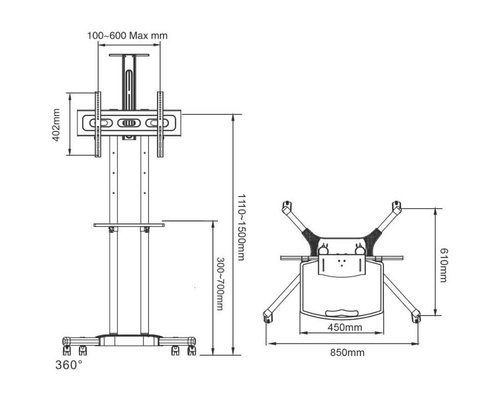 Напольная мобильная стойка для интерактивных панелей 32-65 дюймов