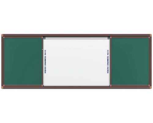 Раздвижная меловая доска на рельсовой системе, 4 рабочие поверхности