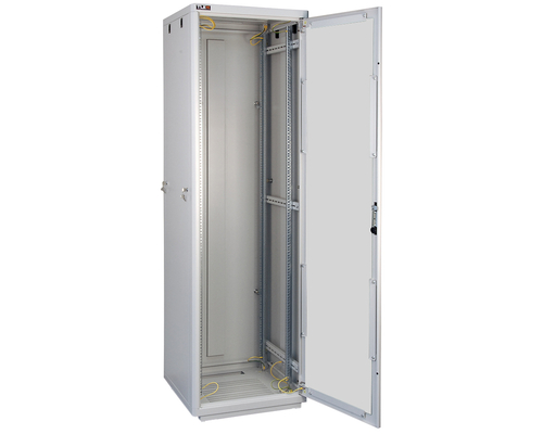 Шкаф напольный 19дюйм 24U 1163х800х600мм (ВхШхГ)дверь стекл с бок вставк серый