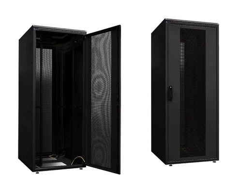 Шкаф напольный 19дюйм 42U 1963х600х600мм (ВхШхГ)перед и задн двери сталь черный