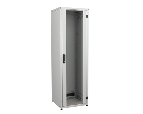 Шкаф напольный 19дюйм 45U 2096х800х600мм(ВхШхГ)дверь стекл с бок вставк черный