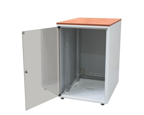 Шкаф напольный SJB 19 15U 737x600х400мм стеклянная дверь серый (RAL7035) столешница Calvados нагрузка 38кг (собранный)