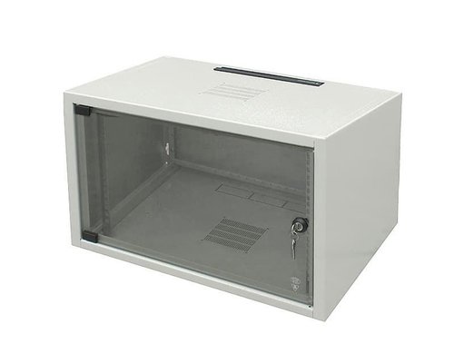 Шкаф настенный 19 дюймовый SJ2 6U 337x600х500 со стальной дверью серый