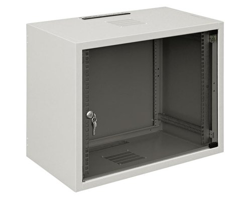Шкаф настенный 19 дюймовый SJ2 6U 337x600х600 со стальной дверью серый