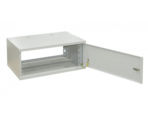 Шкаф настенный 19 дюймовый SJK 10U 497х515x300 стальная дверь серый