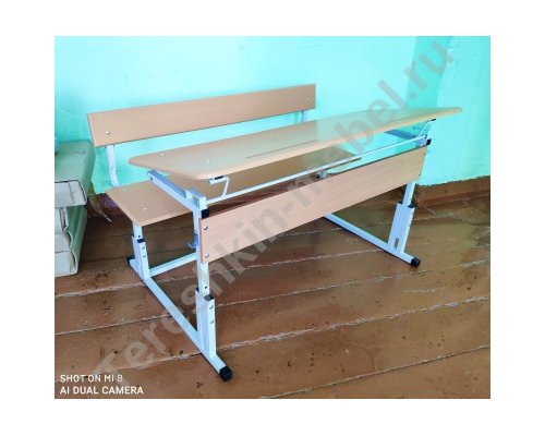 Моноблок двухместный регулируемый по наклону столешницы и высоте со скамьей