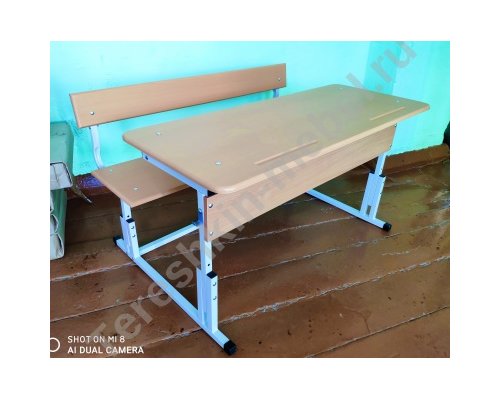 Моноблок двухместный регулируемый по наклону столешницы и высоте со скамьей