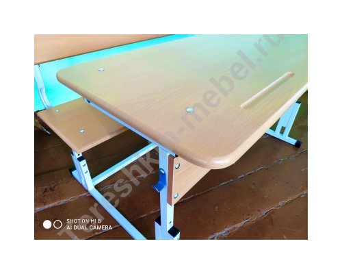 Моноблок двухместный регулируемый по наклону столешницы и высоте со скамьей