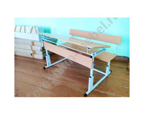 Моноблок двухместный регулируемый по наклону столешницы и высоте со скамьей